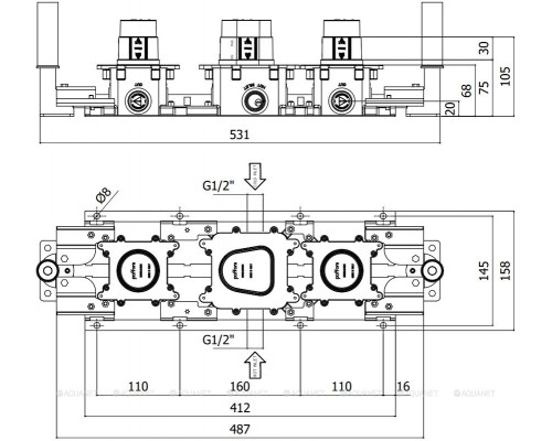 Скрытая монтажная часть для смесителя Paffoni Modular Box MDBOX001