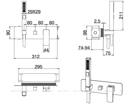 Смеситель для душа Allen Brau Infinity 5.21011-31 (с внутренней частью, 2 хода) черный матовый