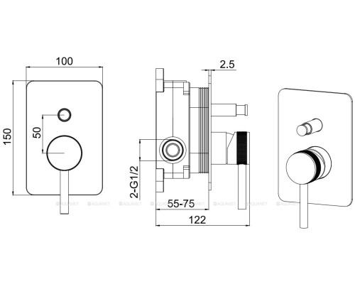 Смеситель для душа Allen Brau Priority X2 5.31011-31 (с внутренней частью, 2 выхода) черный матовый