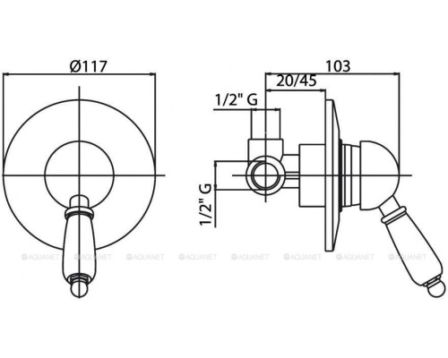 Смеситель для душа Cezares Elite DIM-03/24-Bi (с внутренней частью)