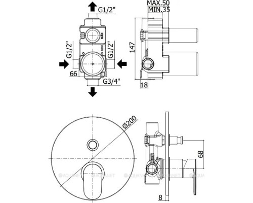 Смеситель для душа Paffoni Candy CA015CR (с внутренней частью)