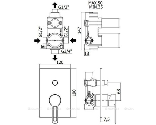 Смеситель для душа Paffoni Ringo RIN015BO/M (с внутренней частью)