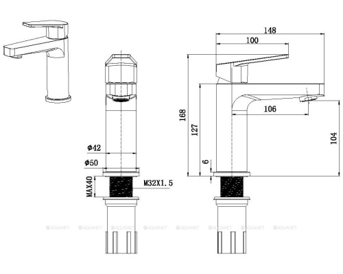 Смеситель для раковины Allen Brau Eclipse 5.E1001-31 (с донным клапаном) черный матовый