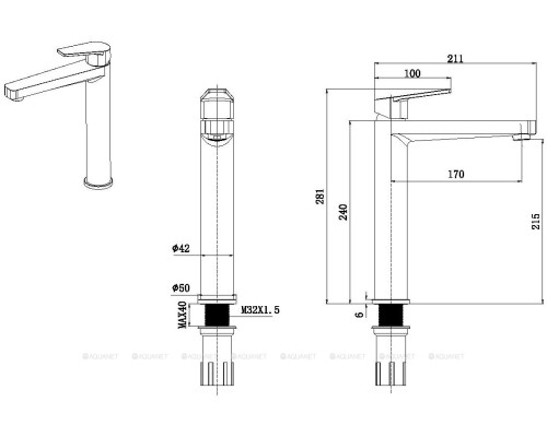 Смеситель для раковины Allen Brau Eclipse 5.E1002-00 (с донным клапаном) хром