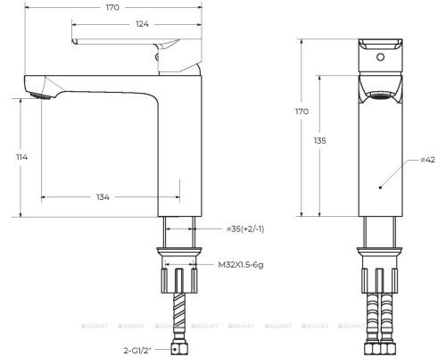 Смеситель для раковины Cezares Stylus STYLUS-LS-BORO брашированное золото, с донным клапаном