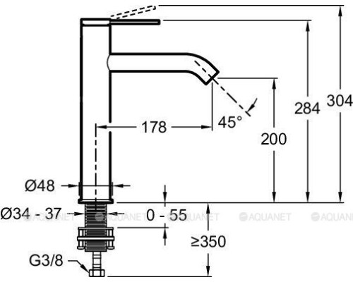 Смеситель для раковины Jacob Delafon E77959-4AND-BL черный матовый