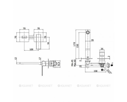 Смеситель для раковины Paffoni Elle EL104NO70 (с внутренней частью) черный матовый