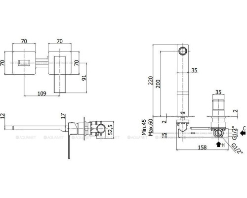 Смеситель для раковины Paffoni Elle EL105CR70 (с внутренней частью)