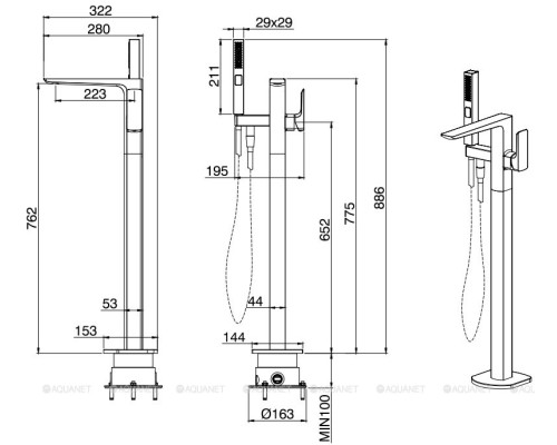 Смеситель для ванны Allen Brau Infinity 5.21009-31 (с внутренней частью) черный матовый