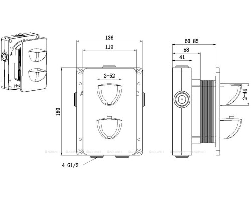 Смеситель для ванны Allen Brau Infinity 5.21216-31 (с внутренней частью, 2 выхода) черный матовый