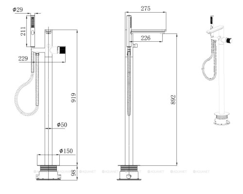 Смеситель для ванны Allen Brau Liberty 5.33012-31 (с внутренней частью) черный матовый