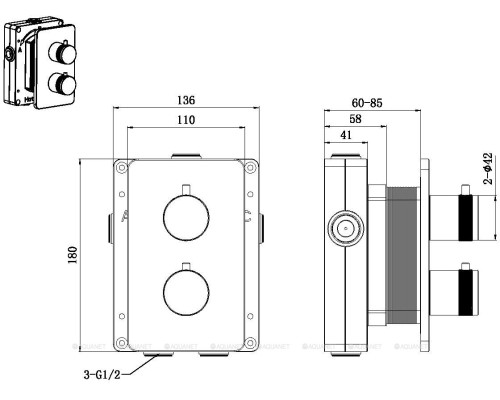 Смеситель для ванны Allen Brau Priority 5.31314-MG (с внутренней частью, 3 выхода) графит браш