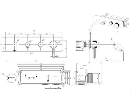 Смеситель для ванны Allen Brau Priority 5.31A05-MG (с внутренней частью) графит браш