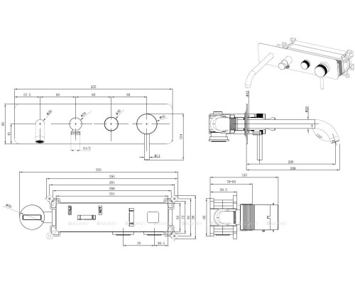 Смеситель для ванны Allen Brau Priority 5.31A06-BN (с внутренней частью) никель браш