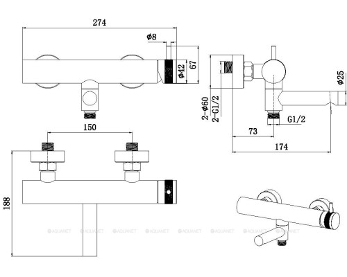 Смеситель для ванны Allen Brau Priority 5.31B10-31 черный матовый