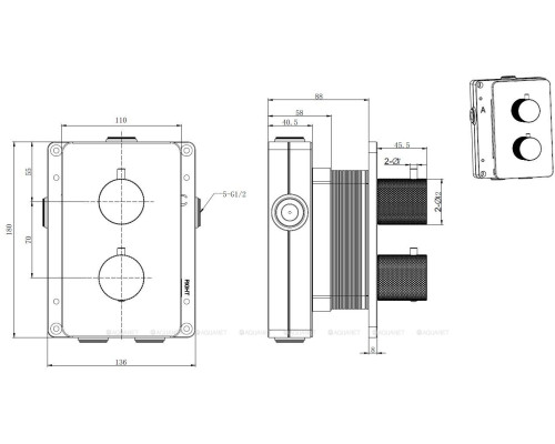 Смеситель для ванны Allen Brau Priority 5.3U123-BN (с внутренней частью, 3 выхода) никель браш