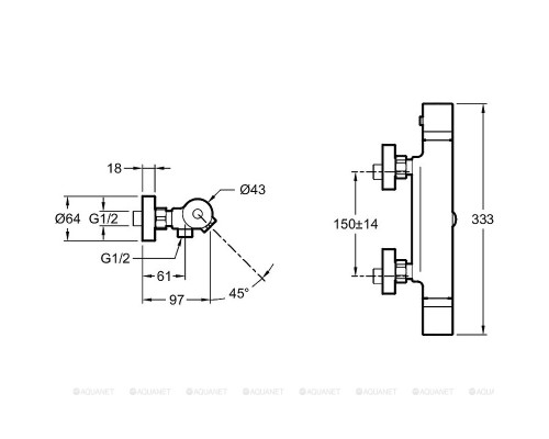 Смеситель для ванны Jacob Delafon Rivoli E24325-CP с термостатом Хром