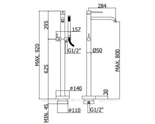Смеситель для ванны Paffoni Light LIG032ST сталь
