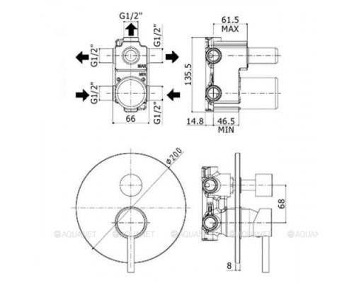Смеситель для ванны Paffoni Stick SK019ST (с внутренней частью) сталь