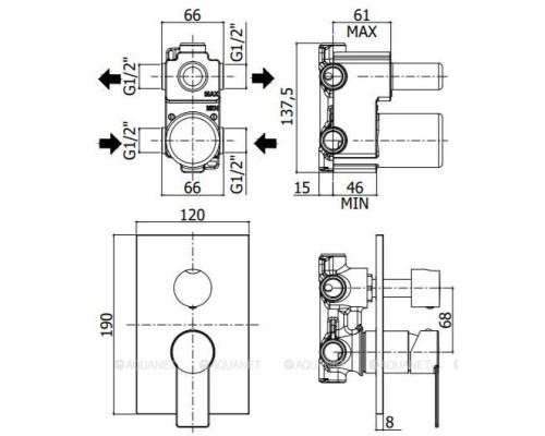 Смеситель для ванны Paffoni Tango TA018CR/М (с внутренней частью) хром
