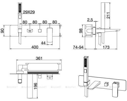 Смеситель для ванны с душем Allen Brau Infinity 5.21007-00 (с внутренней частью) хром