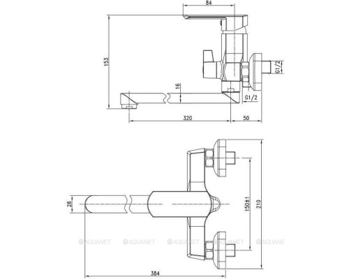 Смеситель для ванны с душем Aquanet Cinetic AF120-21С