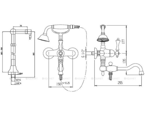 Смеситель для ванны с душем Cezares Margot VDPS2-03/24-Bi