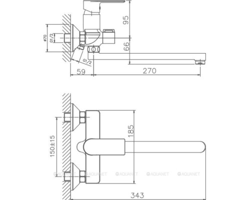 Смеситель для ванны с душем Haiba HB22505-3 пепельный