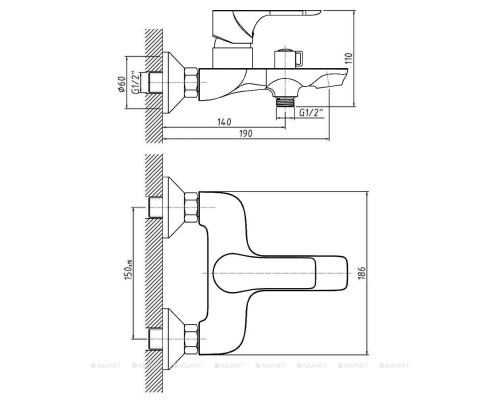 Смеситель для ванны с душем Orange Aristo M19-100b