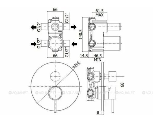Смеситель для ванны с душем Paffoni Light LIG018HG (с внутренней частью)