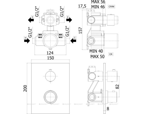 Смеситель для ванны с душем Paffoni Light LIQ518NO/M (с внутренней частью)