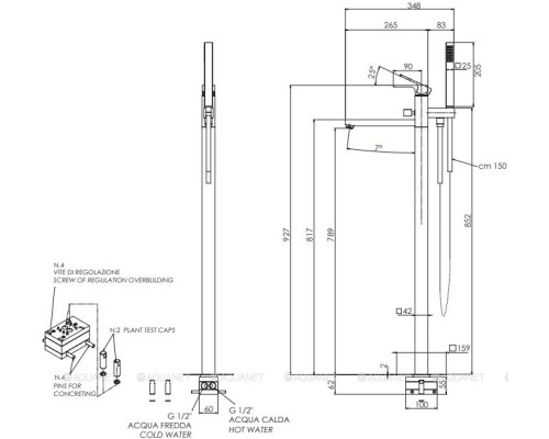 Смеситель для ванны с душем Remer Absolute AU08BO
