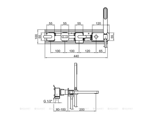 Смеситель для ванны Webert Living LV720901560 (с внутренней частью), черный