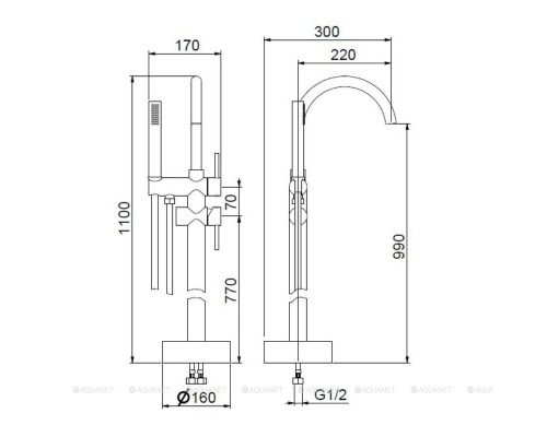 Смеситель для ванны Webert Rimini RI851101740 (с внутренней частью), белый