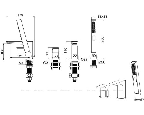 Смеситель на борт ванны Allen Brau Infinity 5.21008-31 (с внутренней частью) черный матовый