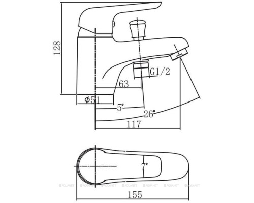 Смеситель на борт ванны Aquanet Pragmatic AF430-61С