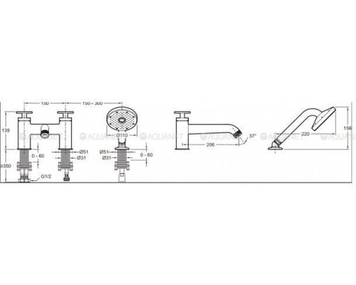 Смеситель на борт ванны Jacob Delafon Nouvelle Vague E78343-BLV