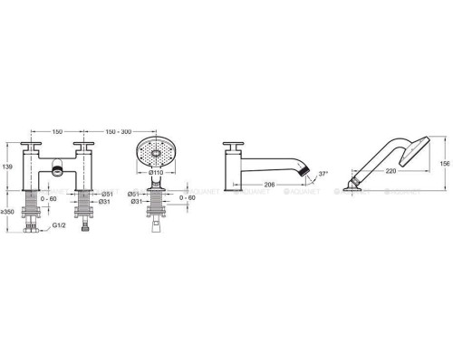 Смеситель на борт ванны Jacob Delafon Nouvelle Vague E78343-CAT