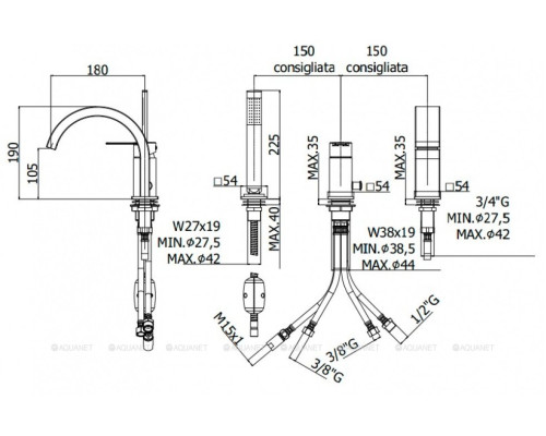 Смеситель на борт ванны Paffoni Ringo RIN040LNO