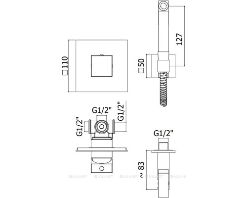 Смеситель с гигиеническим душем Paffoni KITDUP112NO (с внутренней частью)
