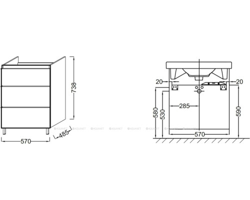 Тумба под раковину Jacob Delafon Odeon Up 57 EB990-M53 серый антрацит матовый