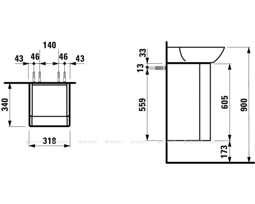Тумба под раковину Laufen Ino 32 4.2535.2.030.171.1 темный орех