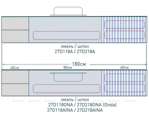 Тумба под раковину Salini Domino 180 27D118A со столешницей