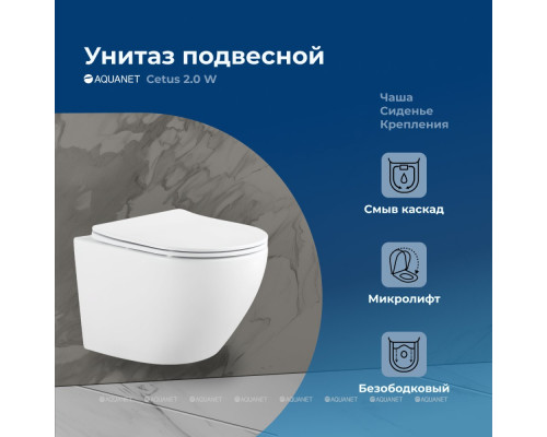 Унитаз подвесной Aquanet Rimless Cetus 2.0 W LX-1901