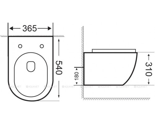 Унитаз подвесной Aquanet Rimless Cetus-W BL-102N-WHT