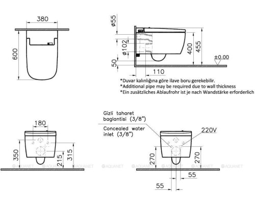 Унитаз подвесной VitrA V-Care Basic 5674B003-6193