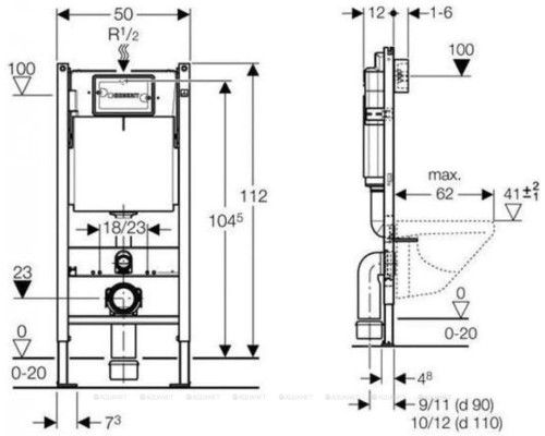 Унитаз с инсталляцией Geberit Icon 500.300.82.1