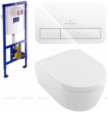 Унитаз с инсталляцией Villeroy & Boch Avento 5656 HR 01 (инсталляция 9224 61 00 + клавиша 9224 90 68)