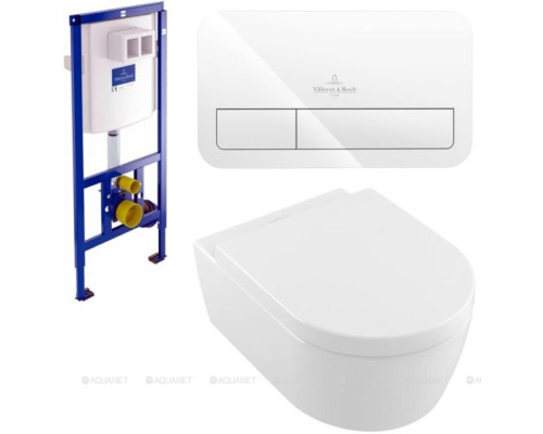 Унитаз с инсталляцией Villeroy & Boch Avento 5656 HR 01 (инсталляция 9224 61 00 + клавиша 9224 90 68)