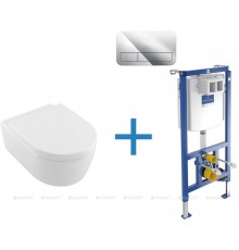 Унитаз с инсталляцией Villeroy & Boch Avento 5656 HR 01 (инсталляция 9224 61 00 + клавиша 9224 90 61)